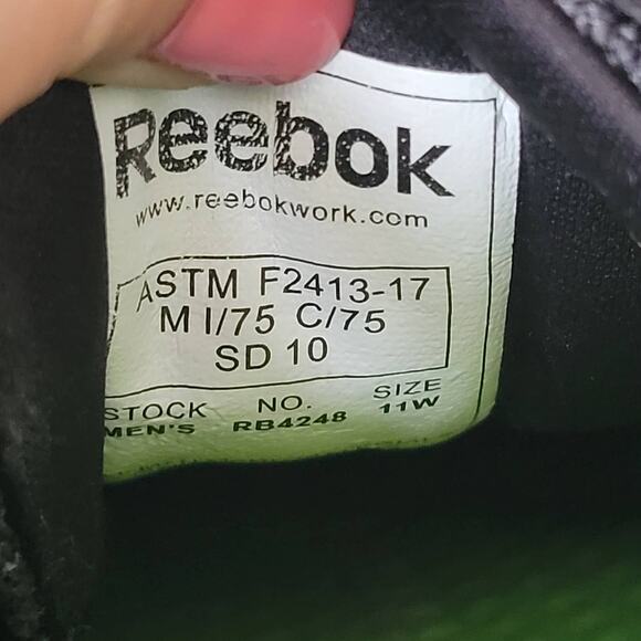 Reebok Mens Work Print Coal Grey/Black Safety Composite Toe Cap Men's 11W RB4248 - Picture 7 of 7